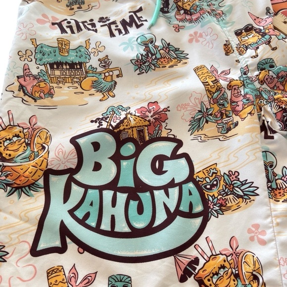 Sponge Bob Square Pants Swim Suit Trunks Shorts XL Big Kahjna Tiki Time Bar NEW! - Picture 11 of 15